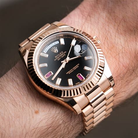 rolex day date ii rose gold black dial|Rolex Day-Date reference 228235.